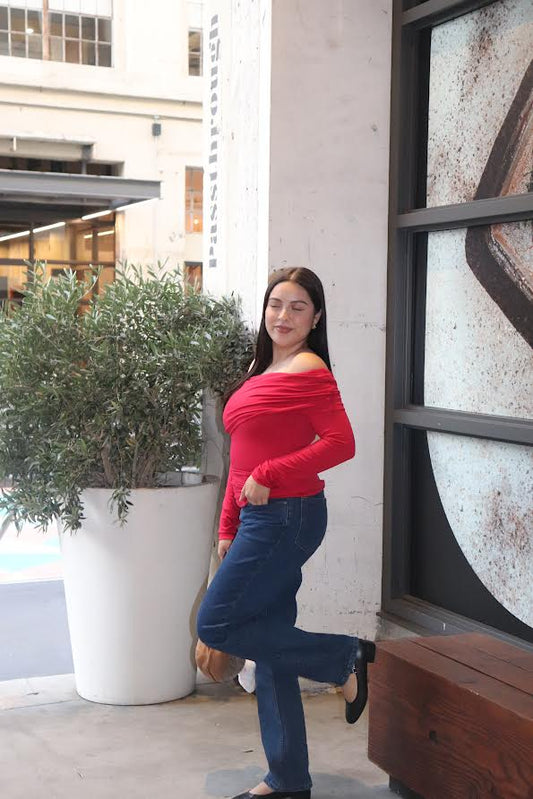 I LOVE YOU OFF THE SHOULDER BASIC (RED)