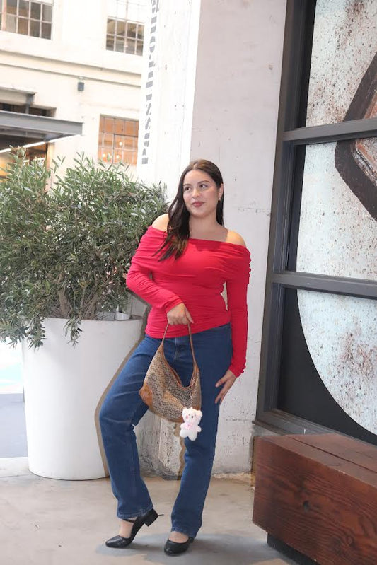 I LOVE YOU OFF THE SHOULDER BASIC (RED)