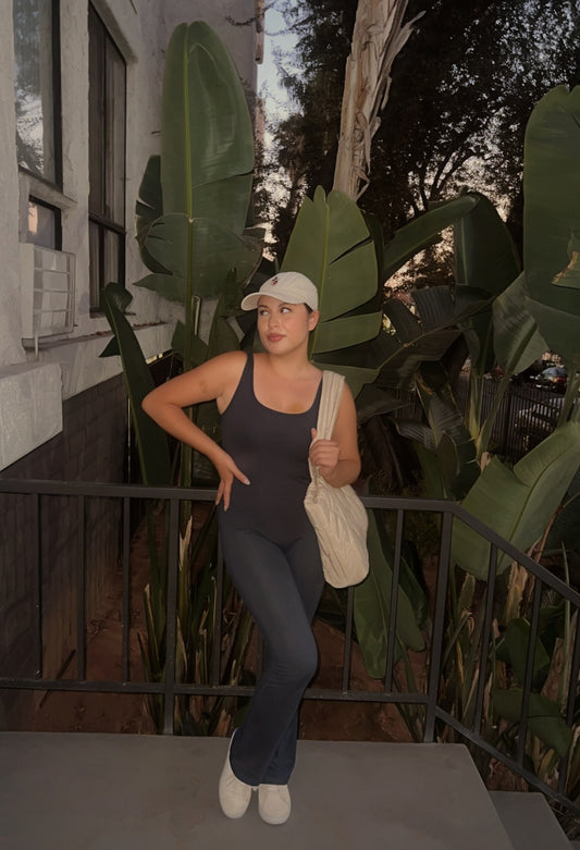 RENEW NAVY FLARE JUMPSUIT